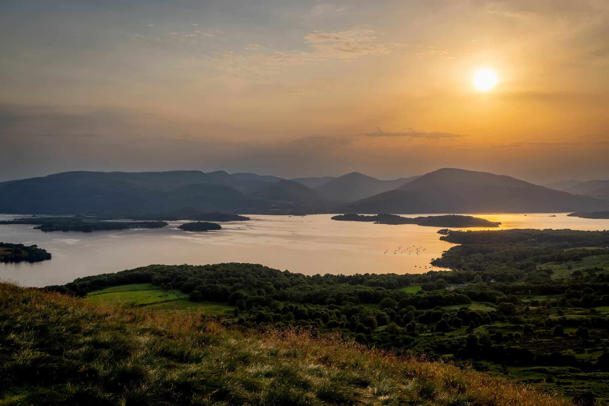 Sunset over Loch Lomond from Conic Hill, Scotland